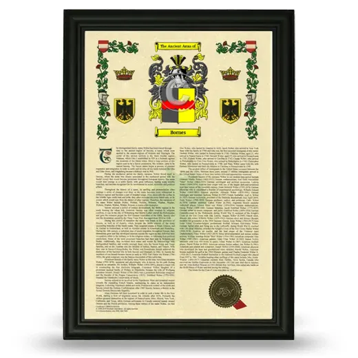 Bornes Armorial History Framed - Black