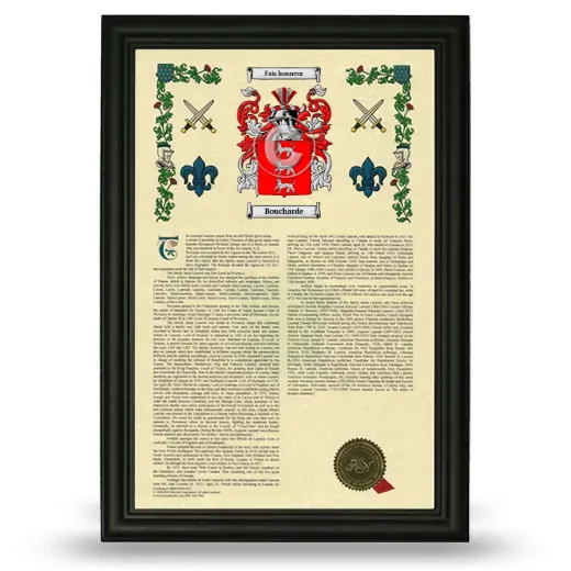Boucharde Armorial History Framed - Black