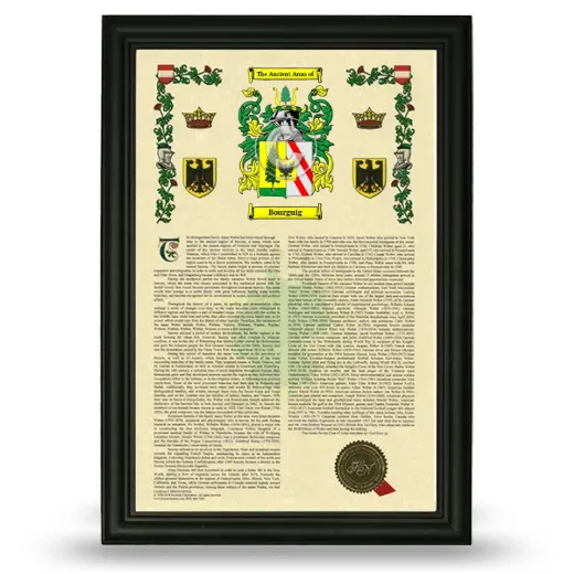 Bourguig Armorial History Framed - Black