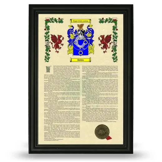 Boven Armorial History Framed - Black
