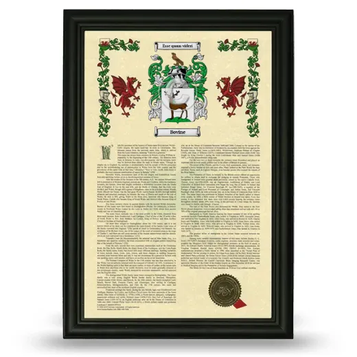 Bovine Armorial History Framed - Black