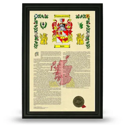 Boyle Armorial History Framed - Black