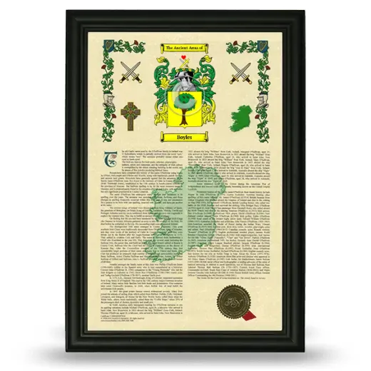 Boyles Armorial History Framed - Black