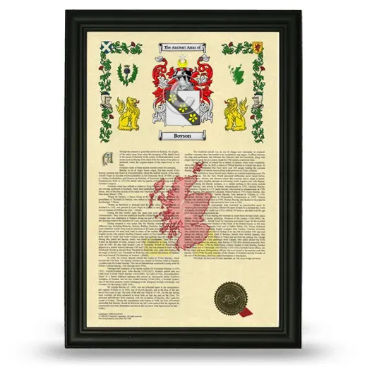 Boyson Armorial History Framed - Black