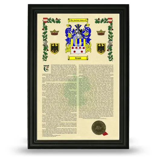 Brank Armorial History Framed - Black