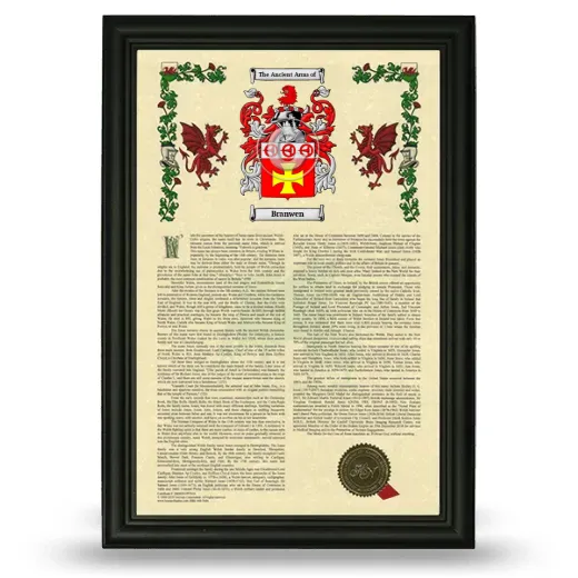 Branwen Armorial History Framed - Black