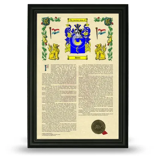 Brees Armorial History Framed - Black