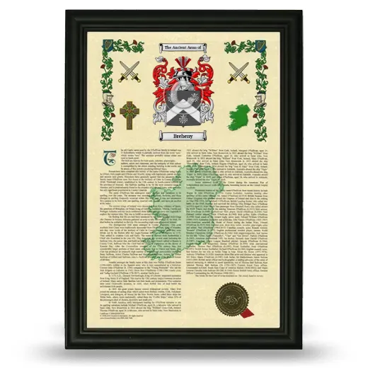 Breheny Armorial History Framed - Black