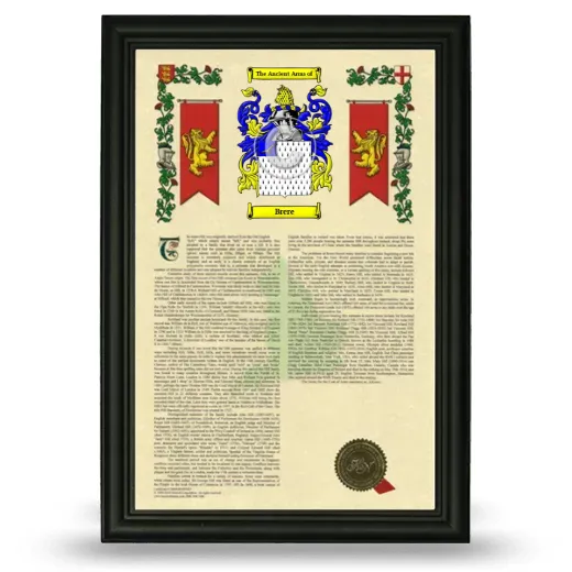 Brere Armorial History Framed - Black