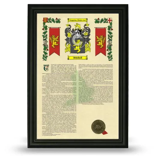 Brimhall Armorial History Framed - Black