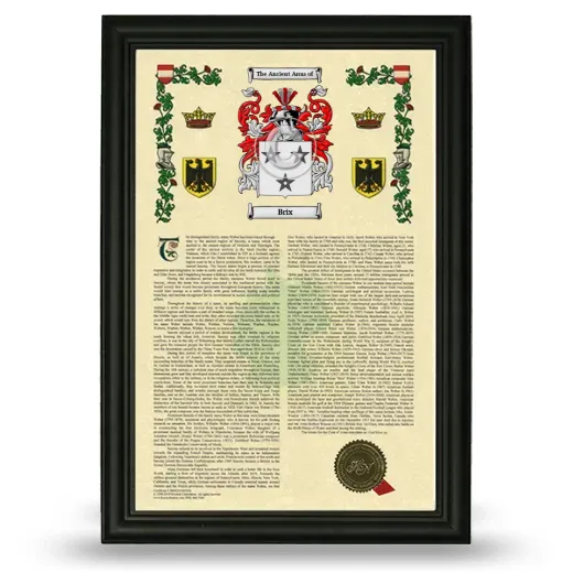 Brix Armorial History Framed - Black