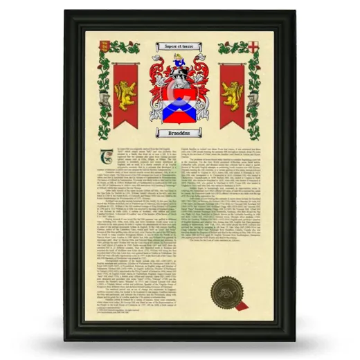 Broaddus Armorial History Framed - Black