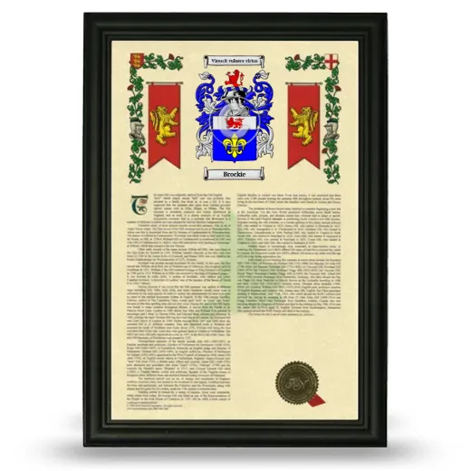 Brockie Armorial History Framed - Black