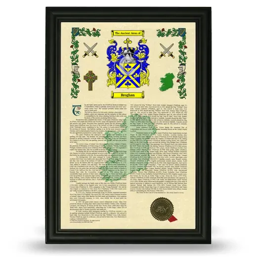 Broghan Armorial History Framed - Black