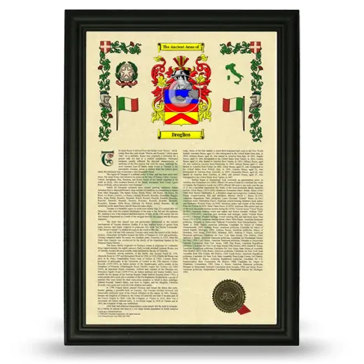 Broglios Armorial History Framed - Black