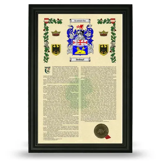 Brokopf Armorial History Framed - Black
