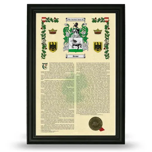 Brone Armorial History Framed - Black