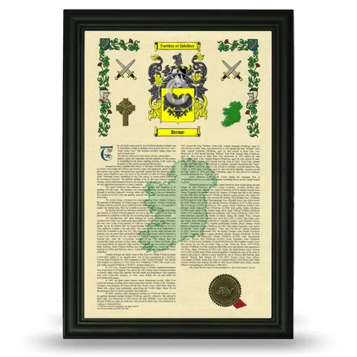 Brone Armorial History Framed - Black