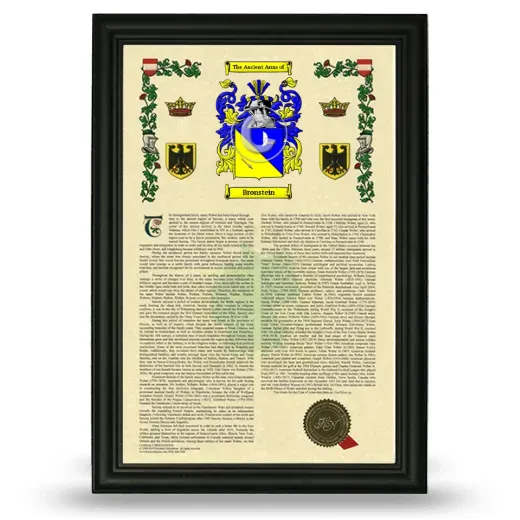 Bronstein Armorial History Framed - Black