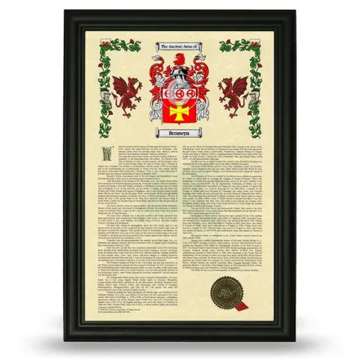 Bronwyn Armorial History Framed - Black