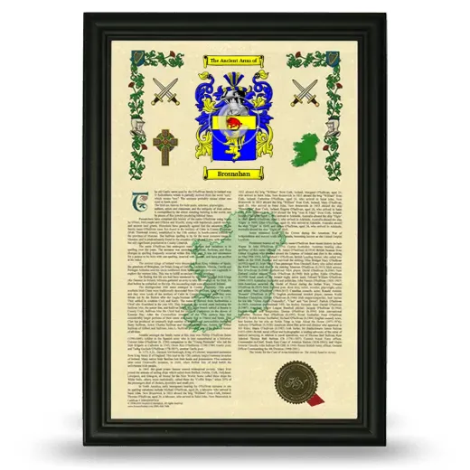 Brosnahan Armorial History Framed - Black