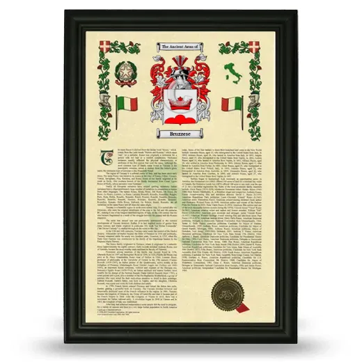 Bruzzese Armorial History Framed - Black