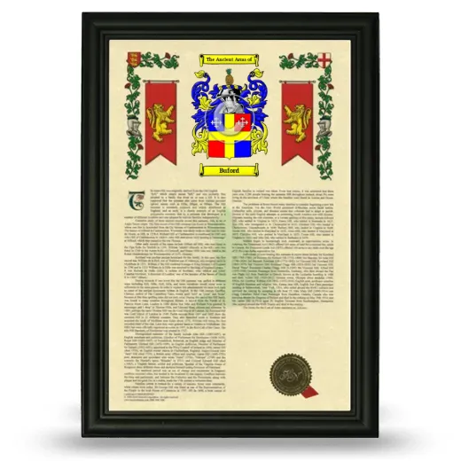 Buford Armorial History Framed - Black