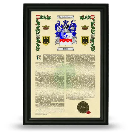 Bulier Armorial History Framed - Black