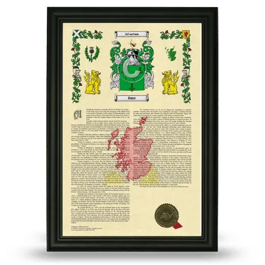 Bure Armorial History Framed - Black