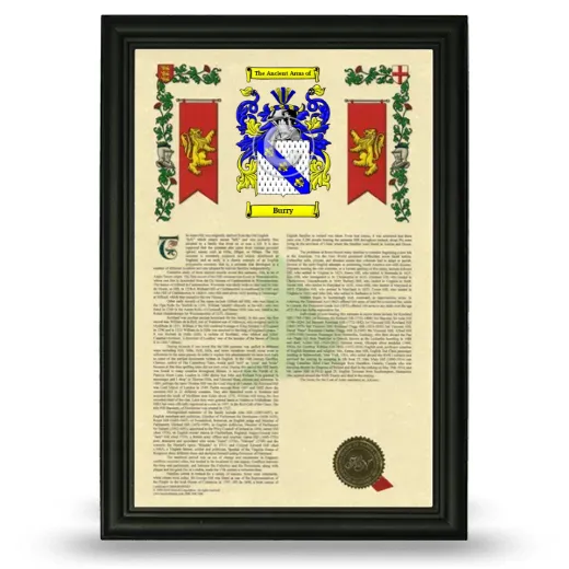 Burry Armorial History Framed - Black