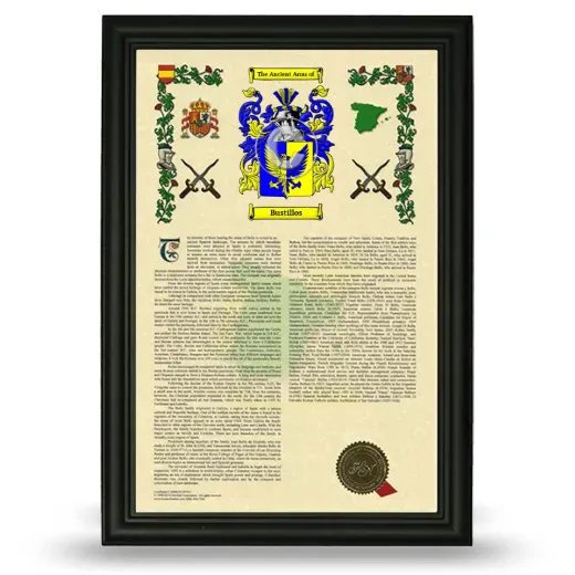 Bustillos Armorial History Framed - Black