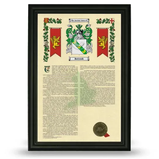 Buttrock Armorial History Framed - Black