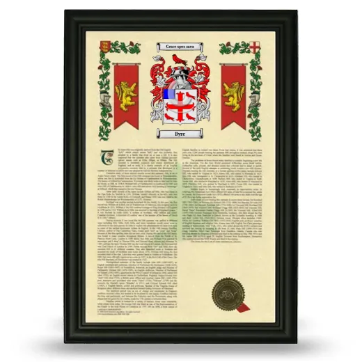 Byre Armorial History Framed - Black