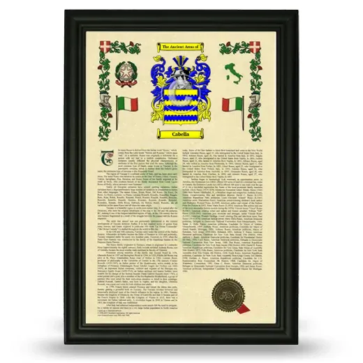 Cabella Armorial History Framed - Black