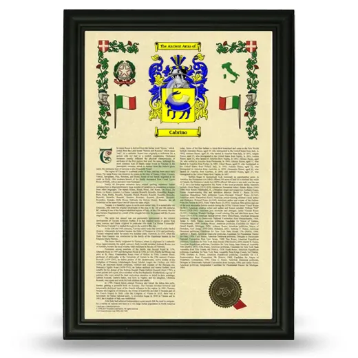 Cabrino Armorial History Framed - Black