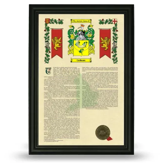 Cadman Armorial History Framed - Black