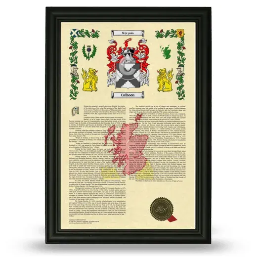 Calhoon Armorial History Framed - Black