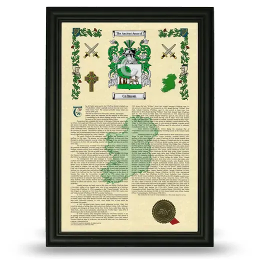 Caliman Armorial History Framed - Black