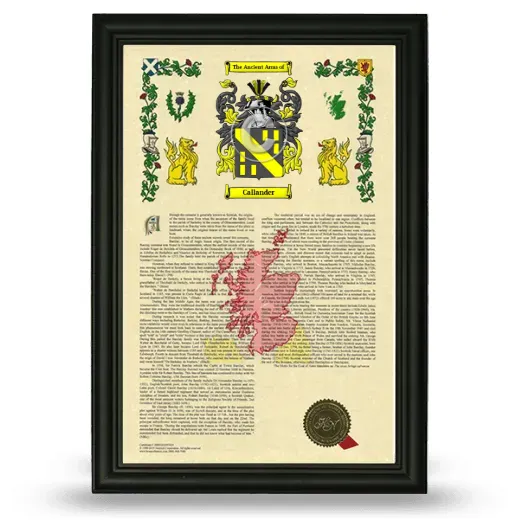 Callander Armorial History Framed - Black