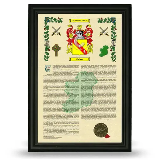 Callon Armorial History Framed - Black
