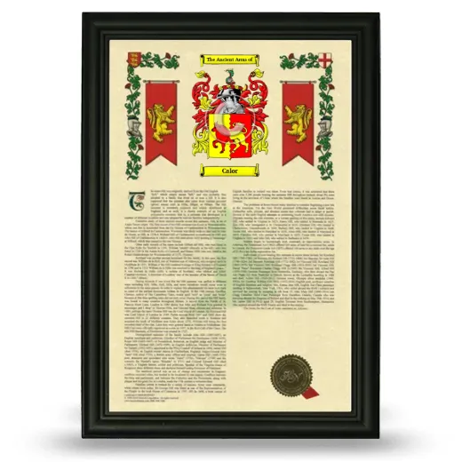 Calor Armorial History Framed - Black
