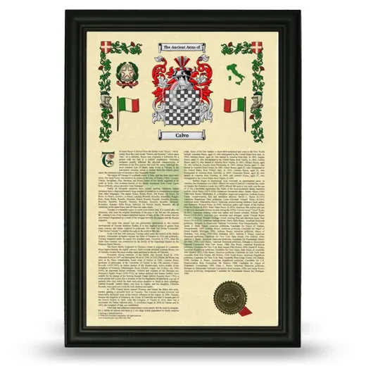 Calvo Armorial History Framed - Black