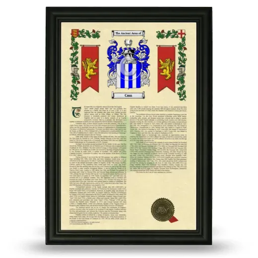 Cam Armorial History Framed - Black