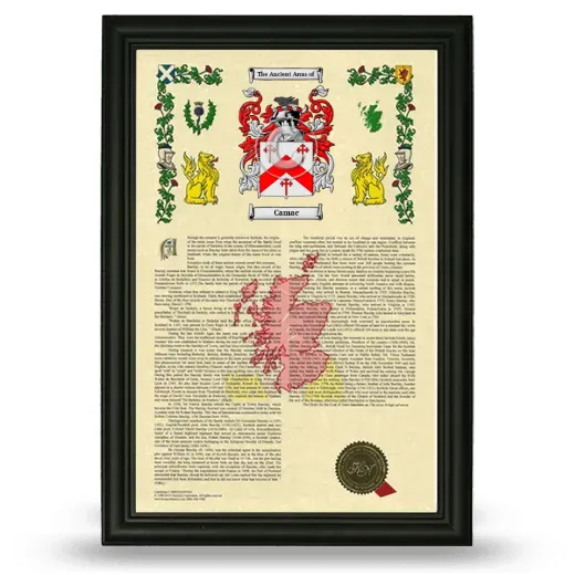 Camac Armorial History Framed - Black