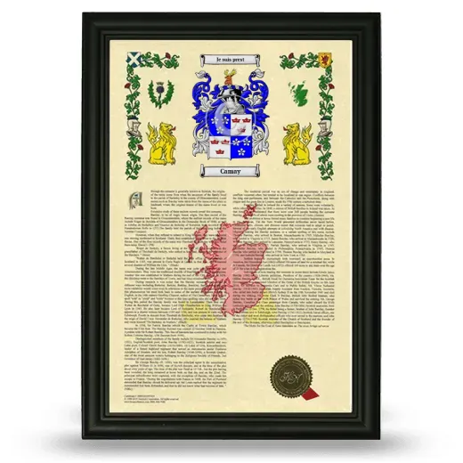 Camay Armorial History Framed - Black