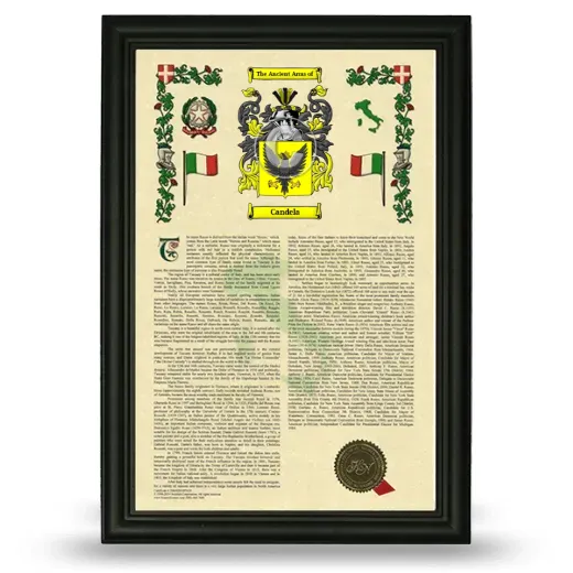 Candela Armorial History Framed - Black