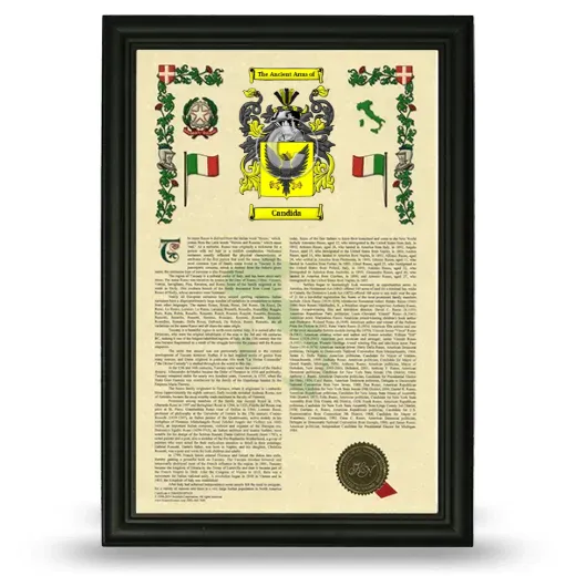Candida Armorial History Framed - Black