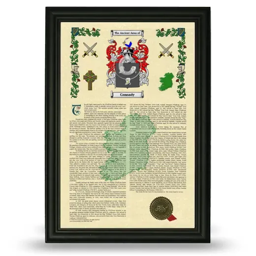 Cannady Armorial History Framed - Black