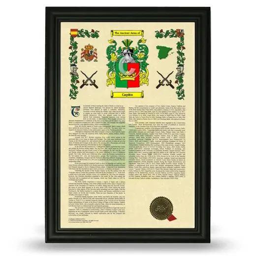 Capito Armorial History Framed - Black