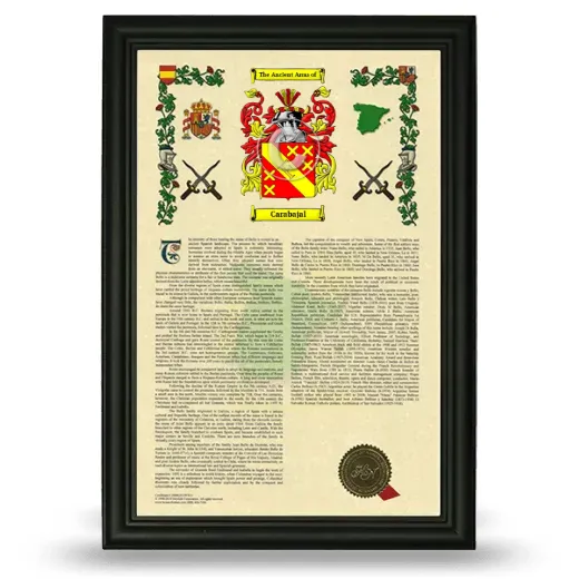 Carabajal Armorial History Framed - Black